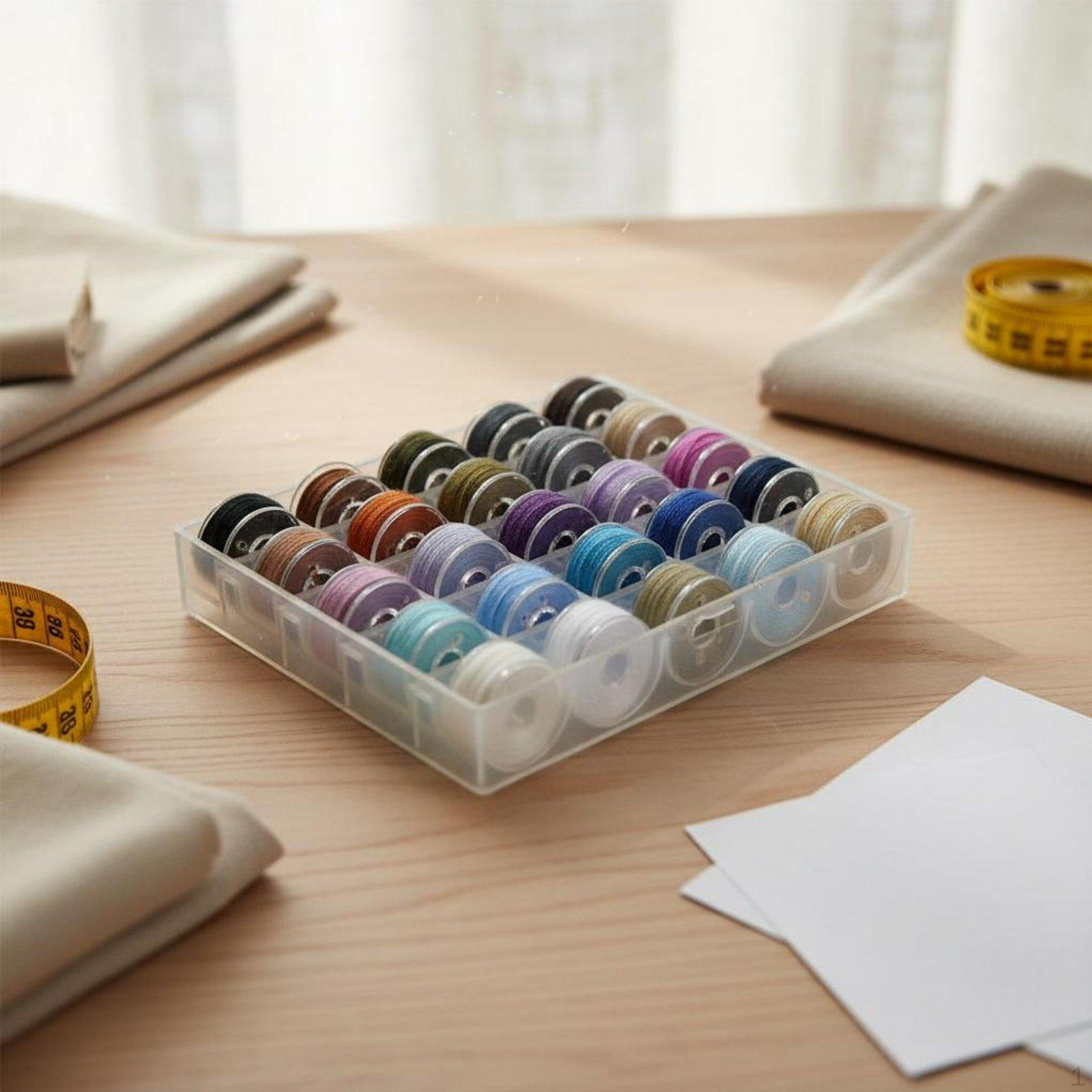 25 Pieces Sewing Device Bobbin Case Set Universal Fit Colored Thread Kit for Crafters,