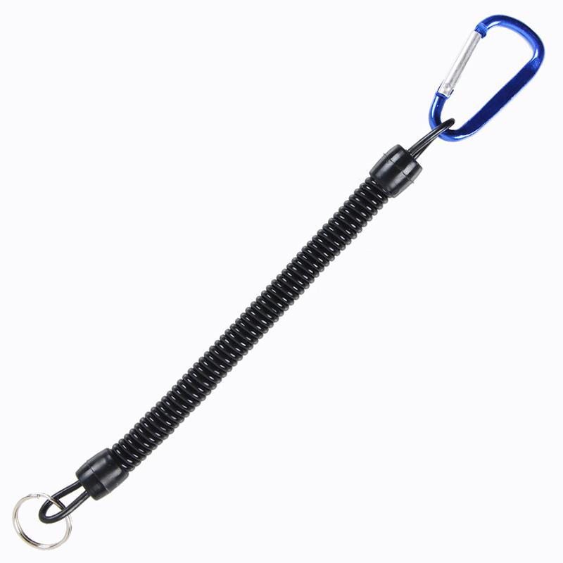 1Pc Tactical Retractable Spring Elastic Rope Portable Fishing Lanyards Outdoor Hiking Camping Carabiner Anti-Lost Phone Keychain