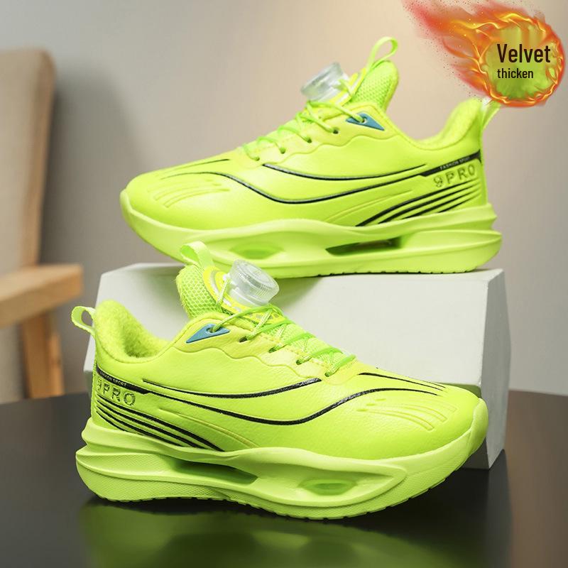 Boys' 2025 Winter Sports Running Leather Shoes - Warm, Velvet-Lined, Thickened for Comfort