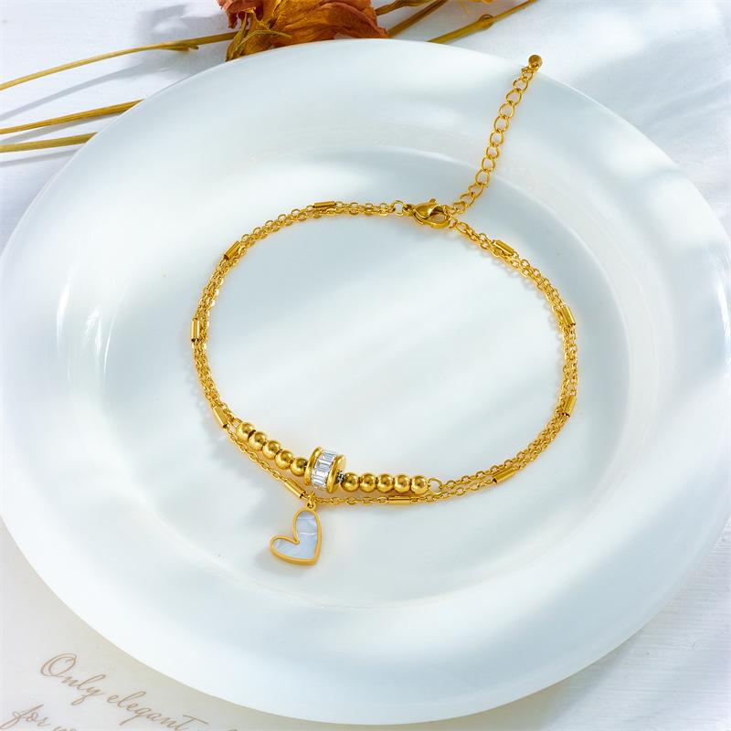 Trendy Creative Multi Layer Love Pendant Charm Chain Anklet Simple Elegant Versatile Premium