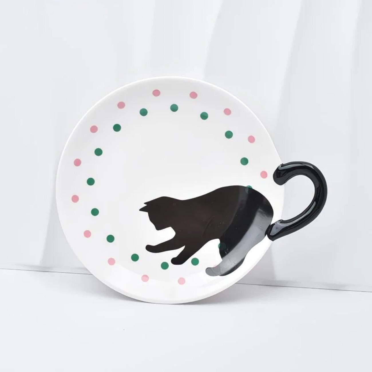 Японская милая кошачья керамическая тарелка – Десертная, для завтрака и фруктов 6.5inch B розовый