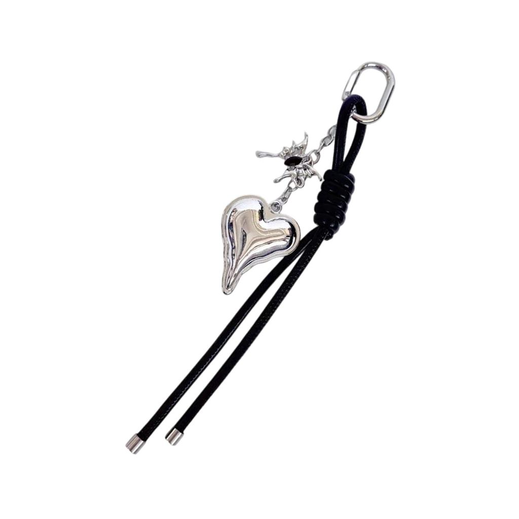 Ręcznie tkany skórzany brelok do kluczy w kształcie serca, akcent ze stopu, wisząca dekoracja, dodatek jubilerski do kluczy, toreb, na prezent