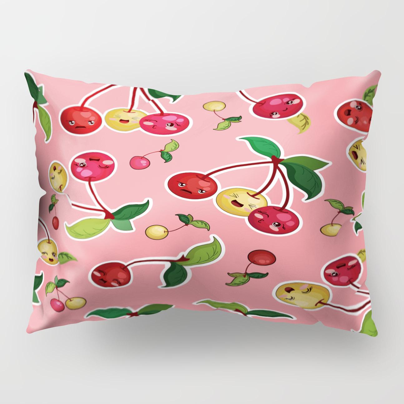 

Подушка с фруктовым рисунком вишни, наволочка односторонняя, полиэстеровая, простая, милая, для поясницы в машину, чехол для подушки 50 * 30Cm without core