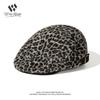 Retro leopard print forward hat female autumn and winter plush warm babes show face little beret