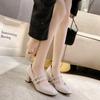Damenschuhe 2024 Mary Janes Damen High Heel Übergröße Kleid Pumps Damen Quadratische Zehenpartie Klobiger Absatz Schnallenschuh Damen