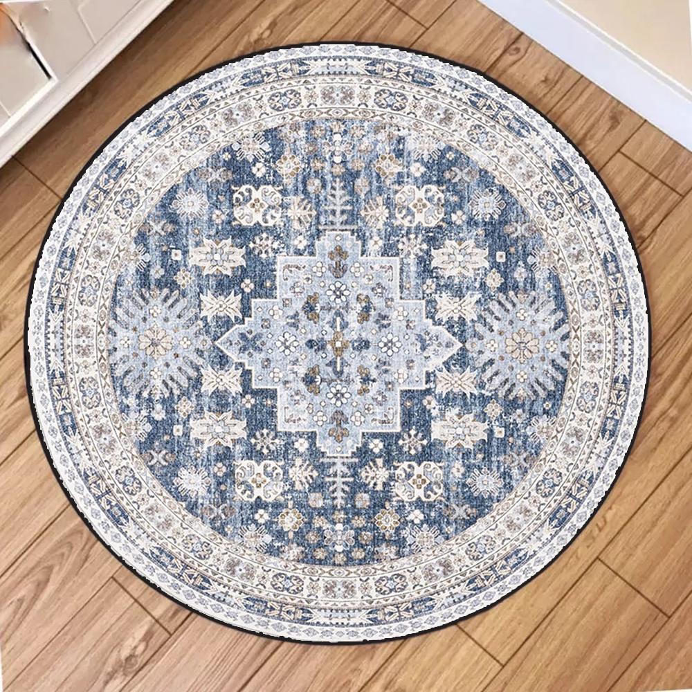 

Bohemia Print Round Carpet for Living Room Bedroom Decor Bedside Area Rug Lounge Sofa Anti-slip Mat Washable Soft Floor Pad 40X40cm