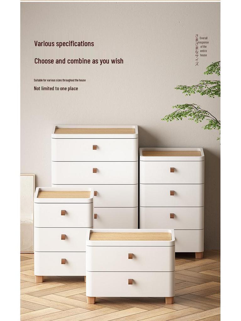Multi-Layer Movable Storage Cabinet with Wood Lid & High-Value Design for Living Room