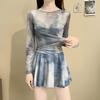 Badeanzug Damen Einteiler Rock High-End Batik Langarm Bluse Zweiteiler Fleisch Bedecken Konservativ Bauch