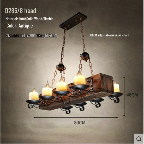 Vintage Industrial Wood Chandelier for Restaurants & Cafes