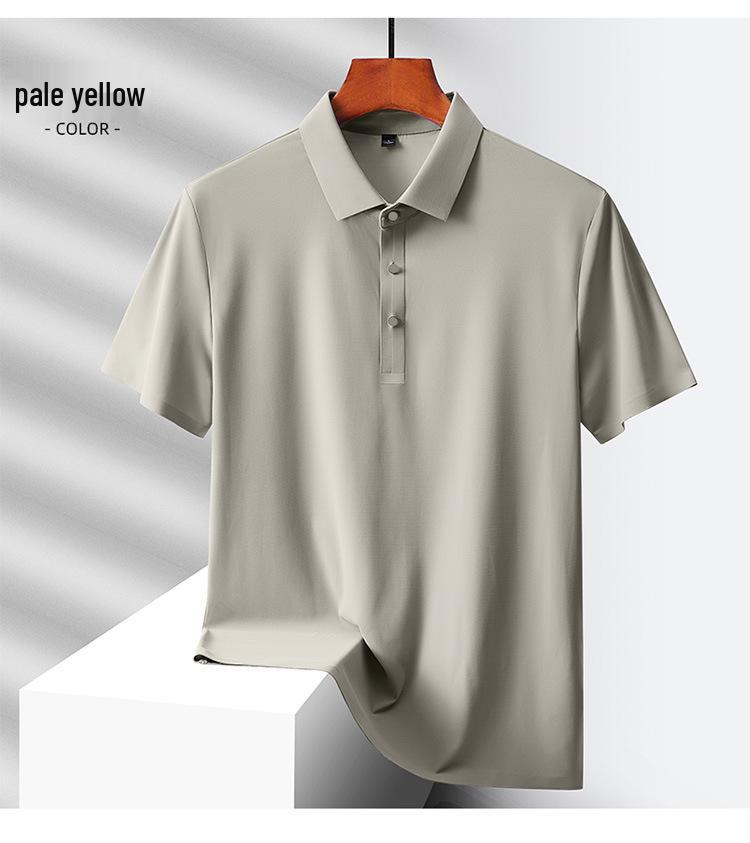 Custom Logo Quick-Dry Seamless Polo: Summer Ice Silk Cool Feel Lapel Short Sleeve Work Shirt