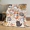 Cute Cartoon Cats and Suns Pattern Print Blanket Soft and Cozy Perfect for the Living Room Bed Sofa or a Nap,gift