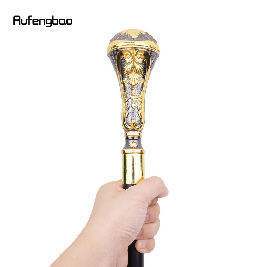 Gyllene svart lyxigt rundbladshandtag Mode käpp för fest Dekorativ promenadkäpp Elegant knopp Crosier knopp 95 cm