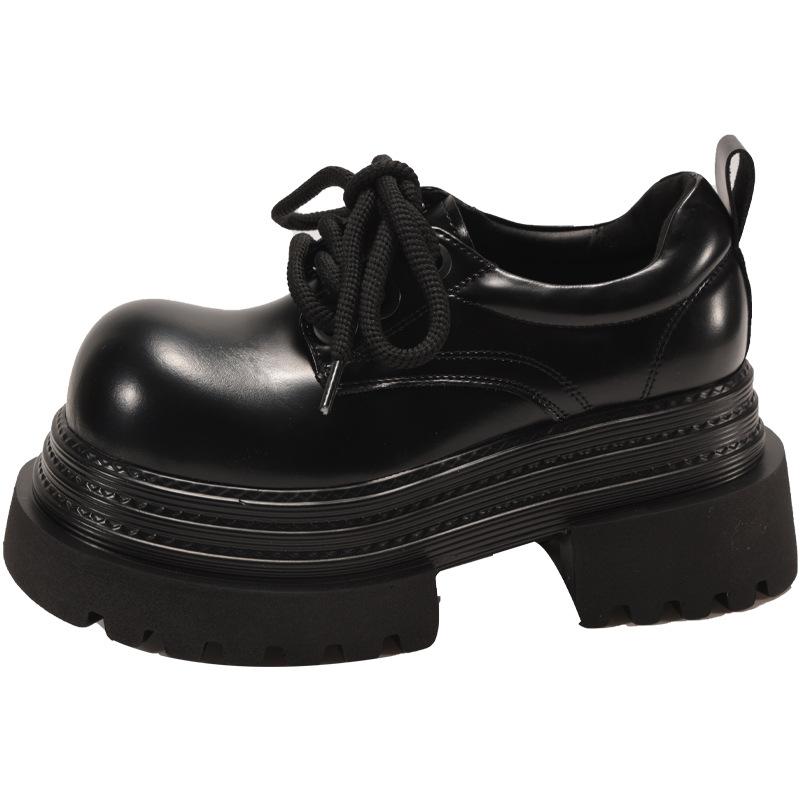 

Loafers platform shoes women s 2025 spring new retro British style black college style single shoes women s small leather shoes 35 чёрный