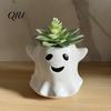 Halloween Themed Plant Container Ghost Flowerpot, Waterproof Resin Vase, Spooky Cute Indoor Outdoor Pot Desktop Ornament, for Green Plants Holiday