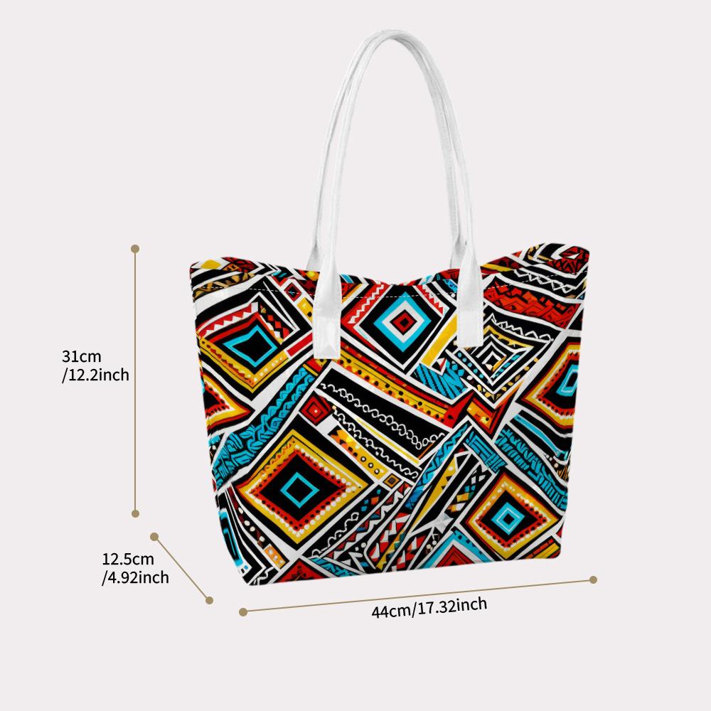 Bohemian Geometric Pattern Tote Bag Fashion Casual Large Capacity Daily Ladies Shoulder Handbag