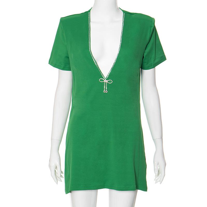 

QICED Женское осенне-зимнее модное платье с v-образным вырезом и длинными рукавами Spice Girl M