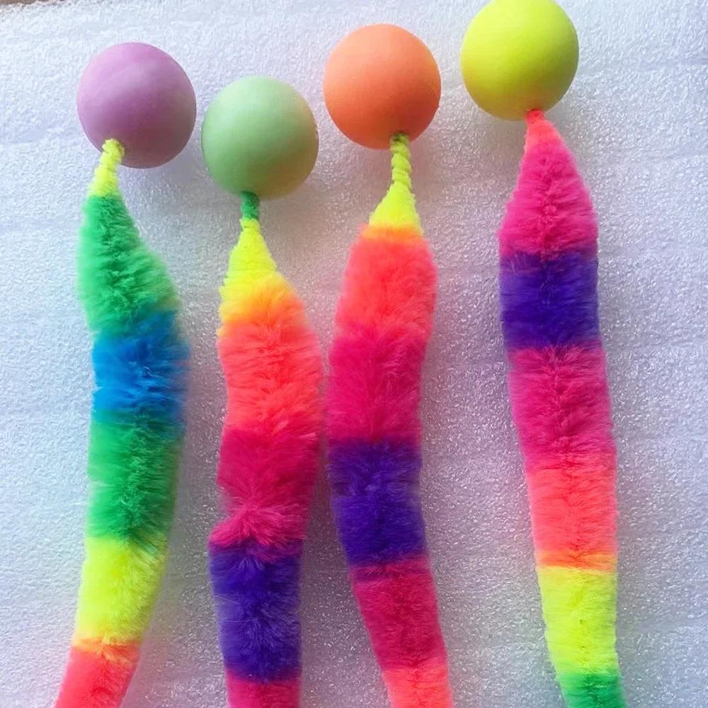 1 Stück Interaktives Katzenspielzeug Kitzeln Katze Bunter Hüpfball Haustierbedarf Puzzle Necken Indoor Katze Wurm Raupe Elastisches Spielzeug