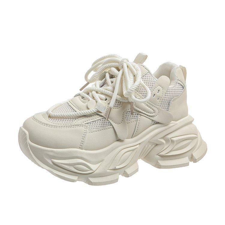 Spring New Breathable and Comfortable Mesh Platform Dad Shoes for Women 2025 Casual Fried Street Muffin Little White Sports Shoes for Women