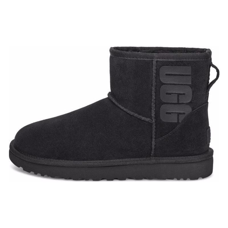 New UGG Classic Mini UGG Rubber Logo 'Black' Women's 1108231-BLK