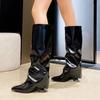 Sexy Women High Boots Elegant Leather Shoes Woman 2024 Trend Winter Knee High Goth Chelsea Boots Punk Motorcycle Botas De Mujer