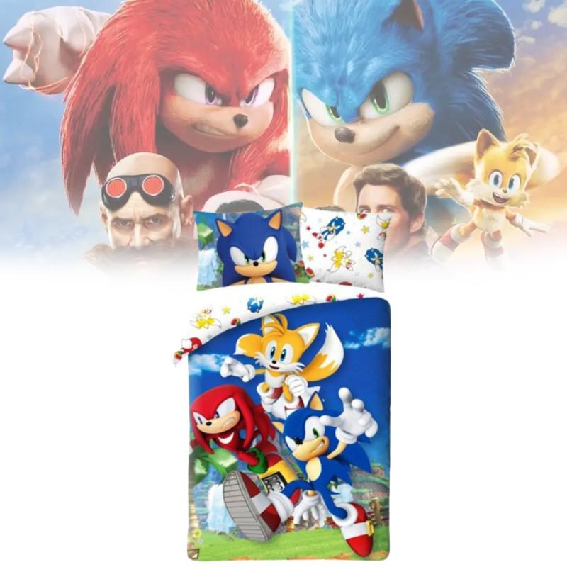Sonic The Hedgehog Cartoon Bedding Set With Cotton Duvet Cover And Pillowcase For Bedroom Decor