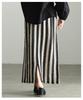 la Summer crochet knit long skirt for Long length skirt with elastic openwork relaxed Free Size Black Stripe [sawa á mode] mood-enhancing women.