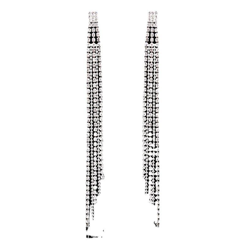 

Модные серьги-гвоздики Fashion Bride с блестящими бриллиантами, серьги с бриллиантовой бахромой, серьги-подвески золотой