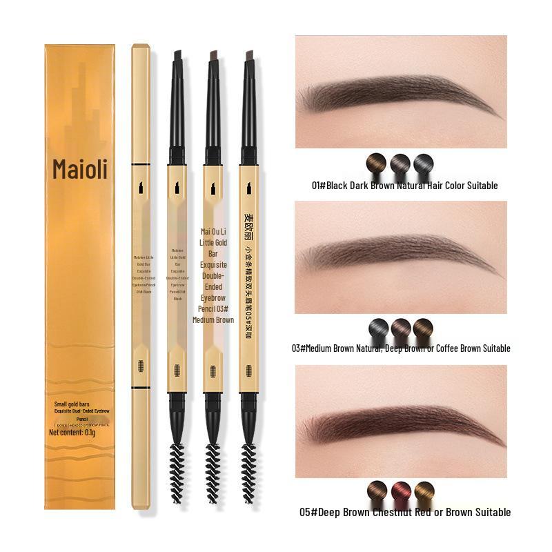 Ultra-Fine 3D Smudge-Proof Double-Ended Eyebrow Pencil with Triangle Tip