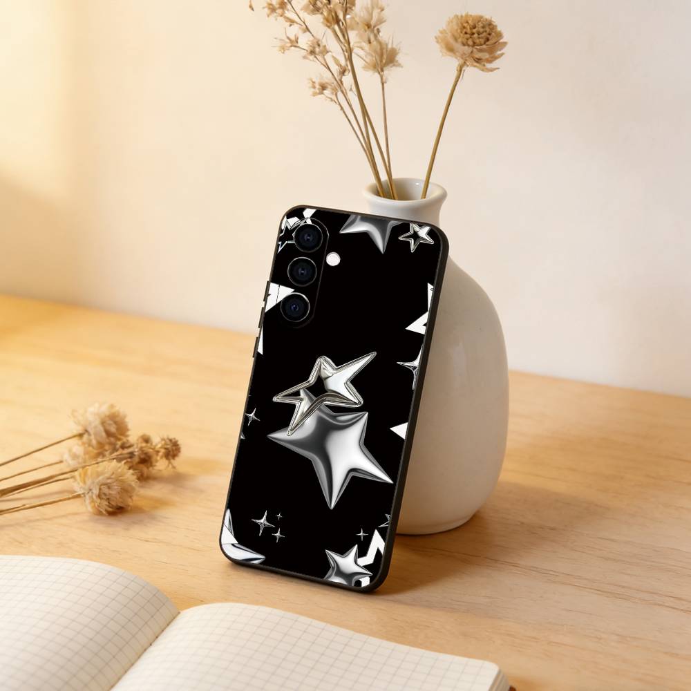 Heavy Metal Stars Series Phone Case For Samsung Galaxy A73,A72,A71,A70,A53,A52,A51,Soft Silicone Black Cover Samsung a42 5g