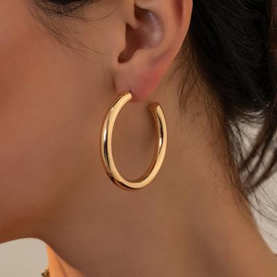 Pendientes de Aro Grueso Circulares Redondos de 30/40/50 mm Moda Acero Inoxidable Pendientes Geométricos Statement para Mujer Joyería Impermeable