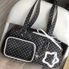 Kawaii Polka Dot Ita Bag Women Star Pocket Shoulder Bag Y2k Style Crossbody Bag With Clear Display Pocket Cute Commuter Handbag