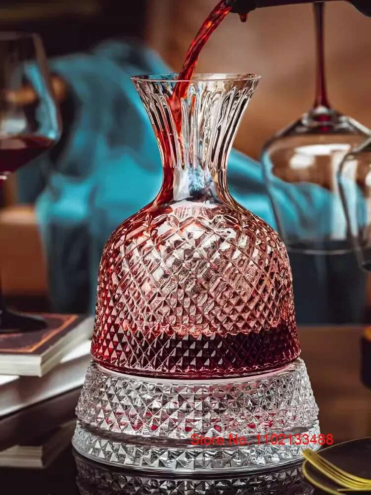 1500ml Crystal Wine Decanter Creative Rotatable Gyro Wine Set Glassware European Luxury High-capacity Bordeaux Aerator Wine Gift