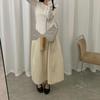 Pepper Patch Women's Elastic Waist Cotton Midi Skirt - Korean Style A-line for Spring/Summer