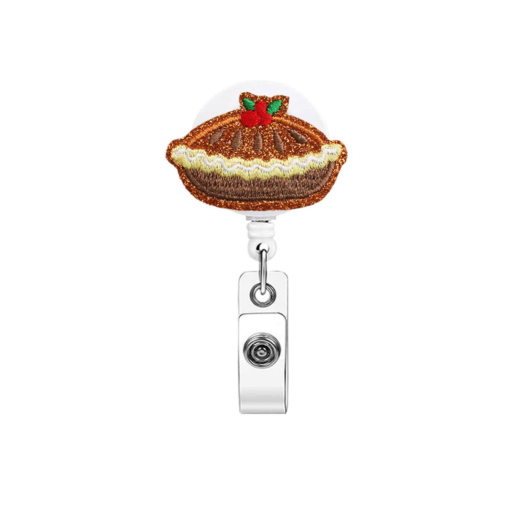 Thanksgiving Badge Holder Sturdy Retractable Id Badge Holder Cute Embroidered Badge Reel Cute For School Doctor Essential Worker