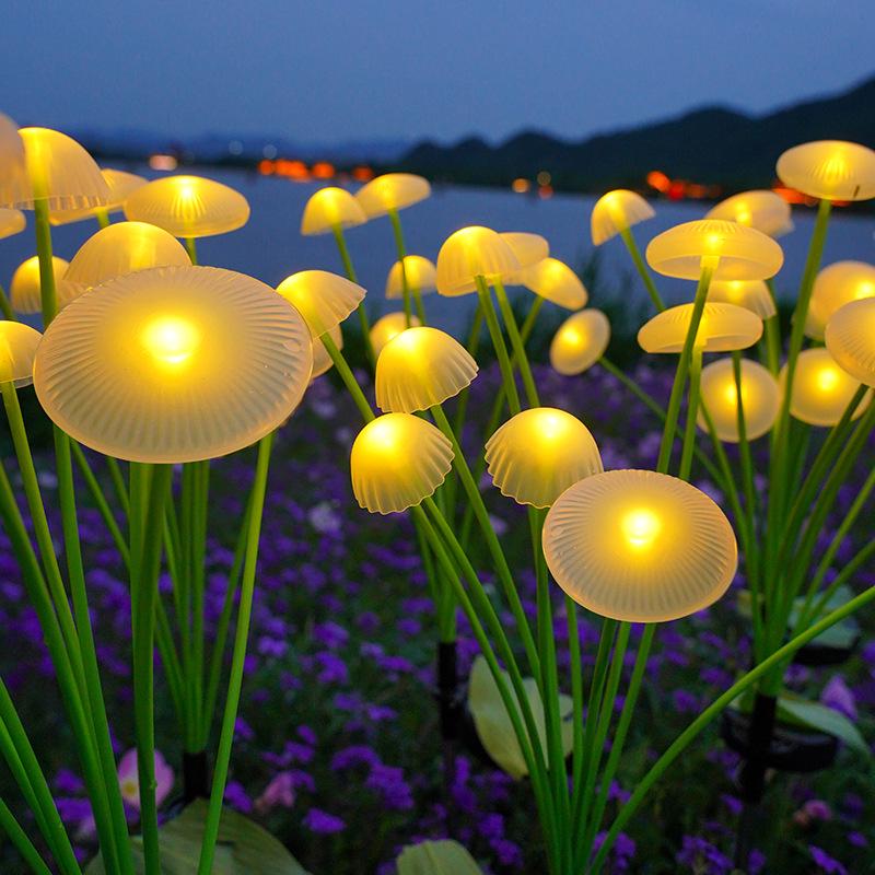 LED Solar Jellyfish Silicone Mushroom Garden Light - Outdoor Decorative Lawn Atmosphere Lamp