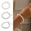 Small Rice Pearls Rice Pearl Strand Bracelets Adjustable Chain Beaded Strand Bracelets  Women