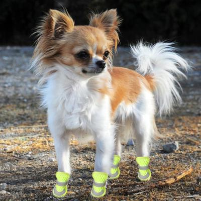 4 Pezzi Scarpe per Cani Stivali Traspiranti in Rete per Cani per Estate Pavimento Caldo Suola Antiscivolo Protezione Zampa per Cani Piccoli Medi e Grandi