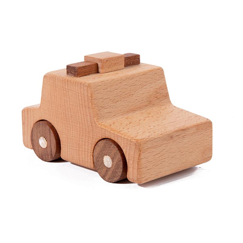 Giocattoli in Legno Legno di Faggio Blocchi Auto Escavatore Cartone Animato Giocattoli Educativi Montessori Ambulanza per Bambini Auto della Polizia Regalo di Compleanno