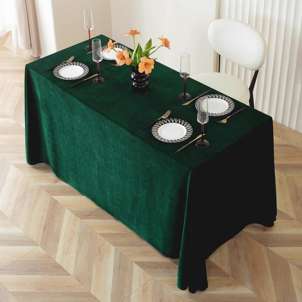 Tablecloth Oblong Shape Pure Color Golden Velvet Table Banquets Party Tablecloth Diner Restaurant Picnic Table Cover