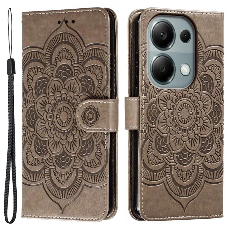 For Xiaomi Poco M6 Pro 4G/Redmi Note 13 Pro 4G Case PU Leather Mandala Imprinted Design Wallet Phone Cover