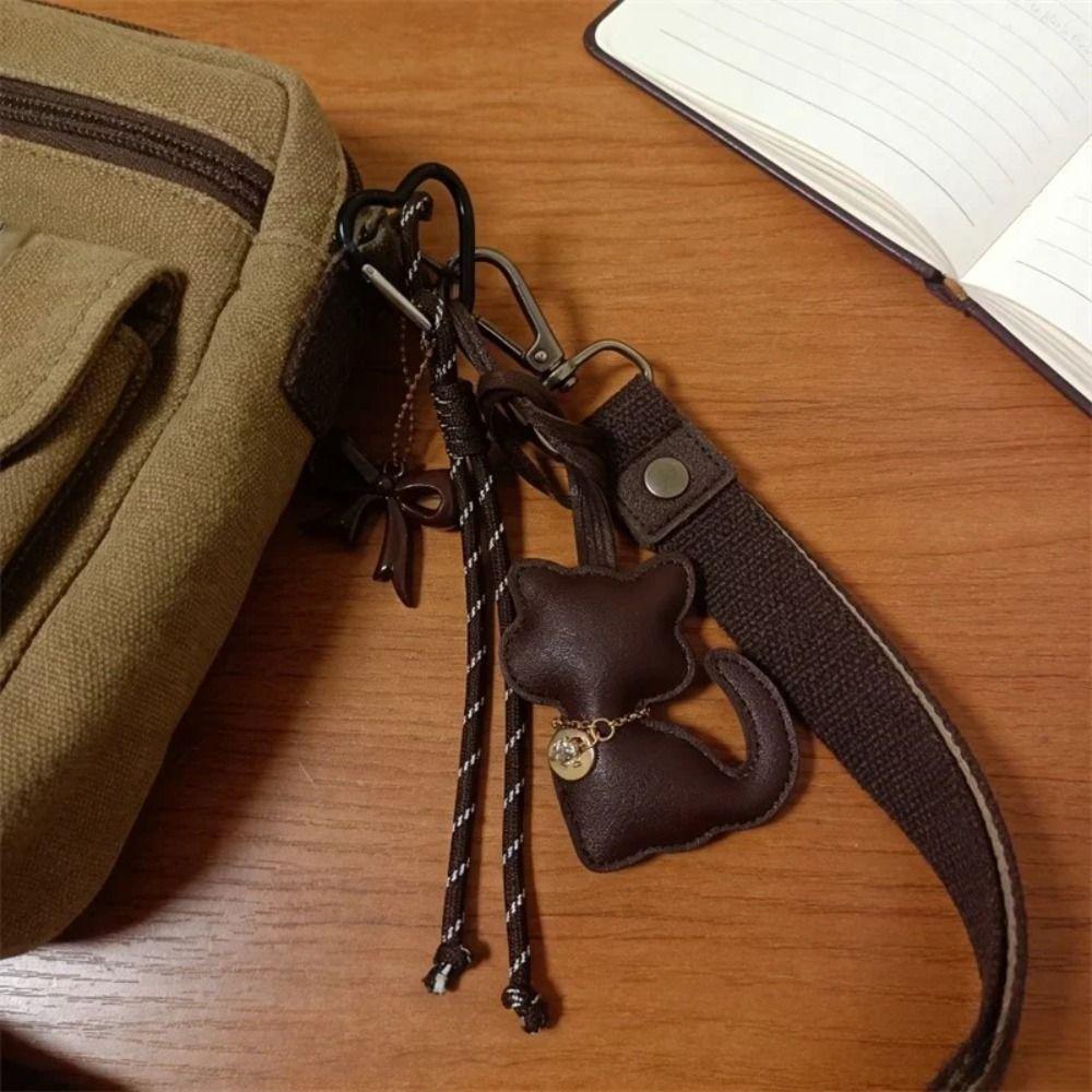 Portachiavi Catenella Portachiavi Gatto con Fiocco Carino Ciondoli per Borsa Portachiavi Gatto alla Moda in Pelle Accessorio Regalo