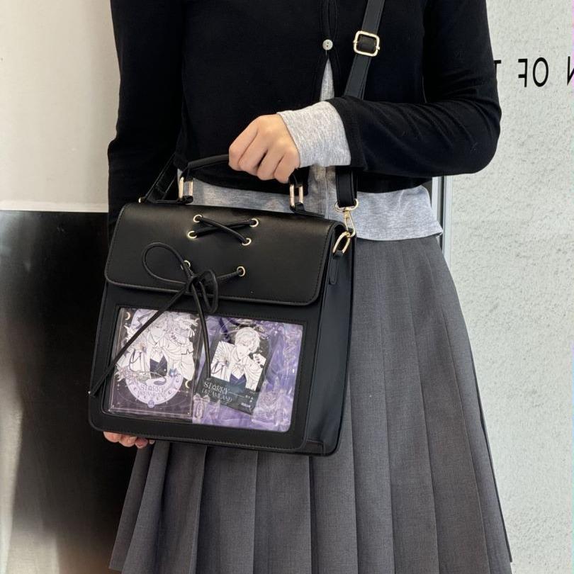 Cute Girls Campus Style Fashion Backpack Commuting Large Capacity Transparent Ita Bag Exquisite Bow Jk Uniform Backpack