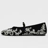 Fashion Elegant Flower Embroidery Designer Ballet Flats Women Light Comfortable Mary Jane Shoes Narrow Strap Buckle Casual Flat Shoes