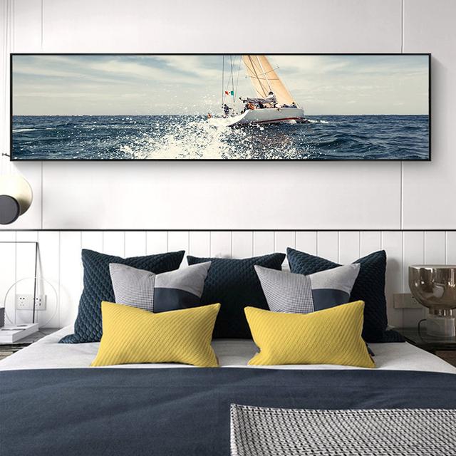 Sailboat Canvas Painting Landscape Posters and Prints Sea Boat Wall Art Pictures for Living Room Home Decoration Cuadros No Frame