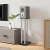 Speaker Stands (2 Pcs) Black & Silver Tempered Glass 3 Column Design