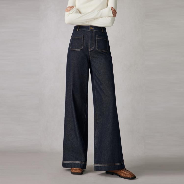 Elle French Vintage Fashion Design High-End Commuter High-Waisted Slim Straight Leg Pants Casual Jeans Women pants EQ53357