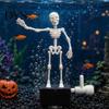 Décoration d'aquarium pour reptiles d'Halloween Squelette Dansant, Squelette à Mouvement Articulé Propulsé par Bulles, Ornement Crâne Sous-marin, Oscillation Réaliste pour