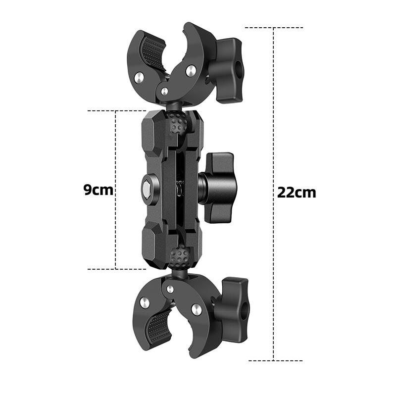 Motorcycle Bike Double Clamp Bracket for Insta360 One X2 X3 GoPro 12 11 10 SJCAM Selfie Stick Monopod Clip Mount Handlebar Stand