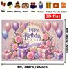 2D Floral Happy Birthday Backdrop Pink Rose Lavender Photography Background