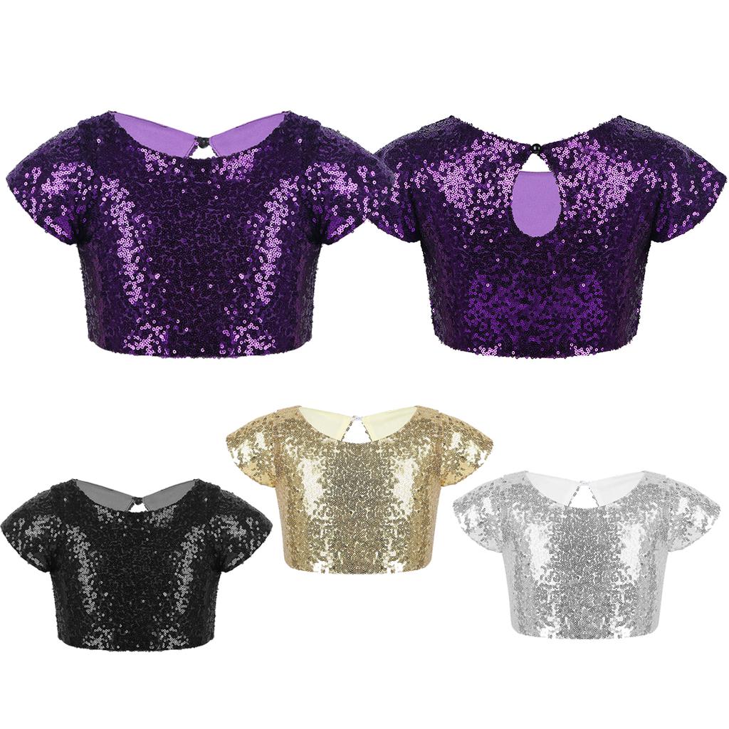 purple glitter crop top